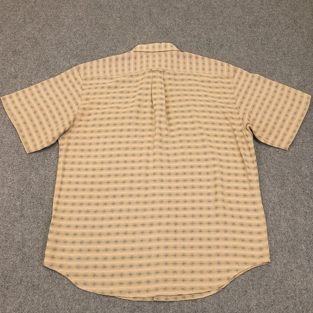 North Face Hiking‎ Shirt Men L Button Up Plaid Nylon Blend Pleated Dual Pocket